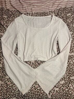 White Women's Eyelet Knit Sweater